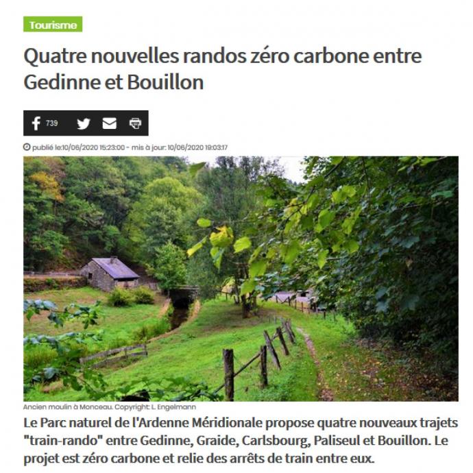 Quatre nouvelles randos zéro carbone entre Gedinne et Bouillon - Revue de presse GAL Ardenne Meridionale