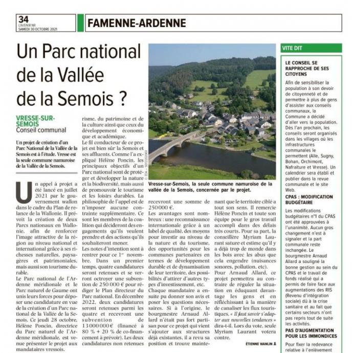 Un Parc national de la Vallée de la Semois? - Revue de presse GAL Ardenne Meridionale