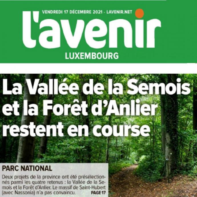 Parc national : la Forêt d'Anlier et la Vallée de la Semois nominées - Revue de presse GAL Ardenne Meridionale