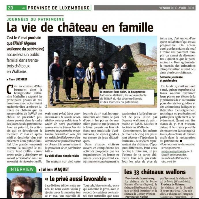 La vie de château en famille Château d'Herbeumont - Revue de presse GAL Ardenne Meridionale