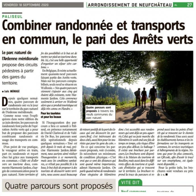 Combiner randonnée et transports en commun, le pari des Arrêts Verts - Revue de presse GAL Ardenne Meridionale